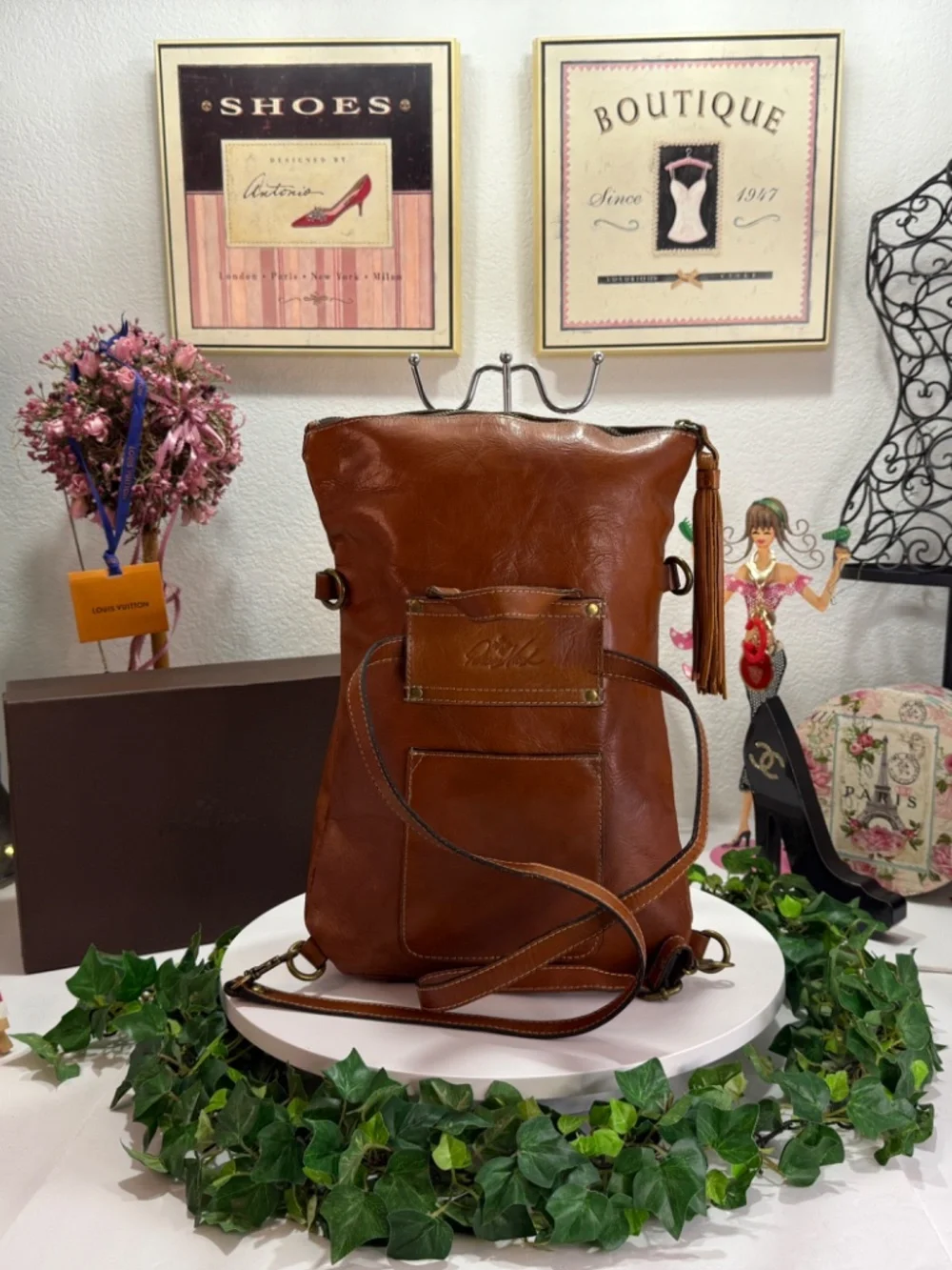 ECLECTIC PATRICIA NASH TASSEL RARE BROWN LEATHER 2-WAY BACKPACK BAG!